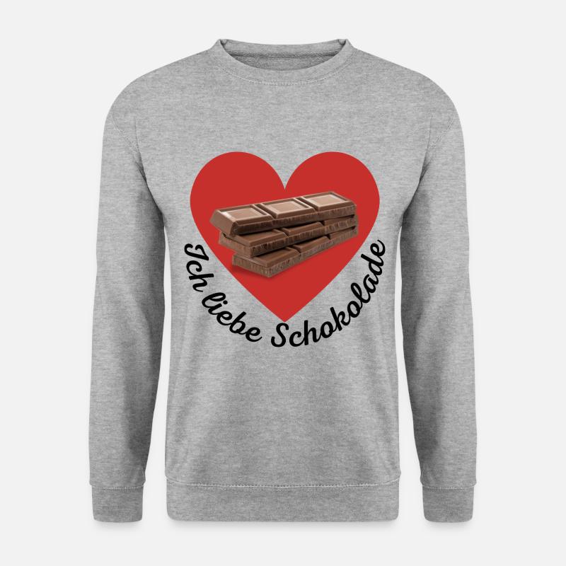 Ich liebe Schokolade - Unisex Pullover - Weißgrau meliert