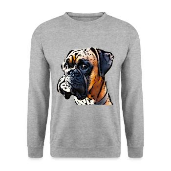 Boxer Dog Breed Dog T-Shirt Hoddie etc. - Unisex Sweatshirt - salt & pepper - Front - Alina (178cm) & Michal (187cm)