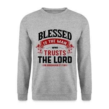Messages de la Bible Jésus Jérémie 17:7 - Sweat-shirt Unisexe - gris chiné - Devant - Alina (178cm) & Michal (187cm)