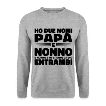 Papa und Opa - Unisex Pullover - Weißgrau meliert - Vorne - Alina (178cm) & Michal (187cm)