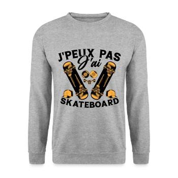 Ich kann nicht Skateboarding - Unisex Pullover - Weißgrau meliert - Vorne - Alina (178cm) & Michal (187cm)