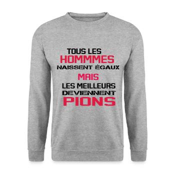 Pion Surveillant Collège Lycée Cadeau Humour - Sweat-shirt Unisexe - gris chiné - Devant - Alina (178cm) & Michal (187cm)