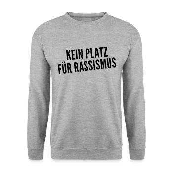 Kein Platz für Rassismus - gegen Rechts - Unisex Pullover - Weißgrau meliert - Vorne - Alina (178cm) & Michal (187cm)