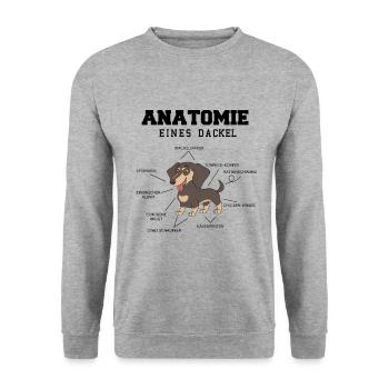 Dackel Rauhaardackel Hunde Hund Dachshund - Unisex Pullover - Weißgrau meliert - Vorne - Alina (178cm) & Michal (187cm)