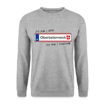 Oberösterreich - do bin i her - do bin i dahoam - Unisex Pullover - Weißgrau meliert - Vorne - Alina (178cm) & Michal (187cm)