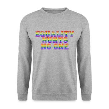 Equality Hurts No One LGBTQ Gay Pride Regenbogen - Unisex Pullover - Weißgrau meliert - Vorne - Alina (178cm) & Michal (187cm)