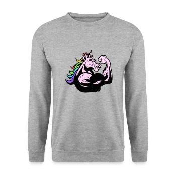 Unicorn Muscle - Unisex Pullover - Weißgrau meliert - Vorne - Alina (178cm) & Michal (187cm)