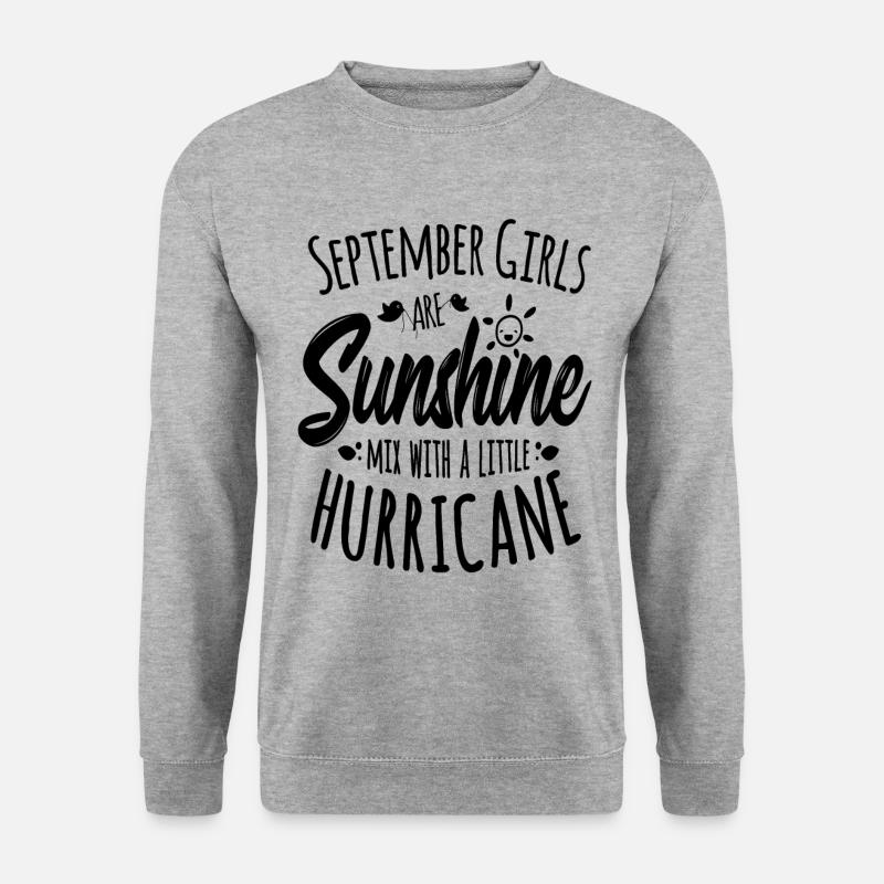 September Girls are sunshine mixed with Hurricane - Unisex Pullover - Weißgrau meliert