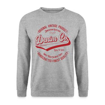 Denim Co. original vintage product handcrafted - Unisex Sweatshirt - salt & pepper - Front - Alina (178cm) & Michal (187cm)