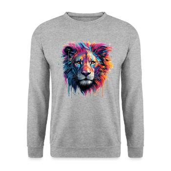 Leo Power Animal - Unisex Sweatshirt - salt & pepper - Front - Alina (178cm) & Michal (187cm)
