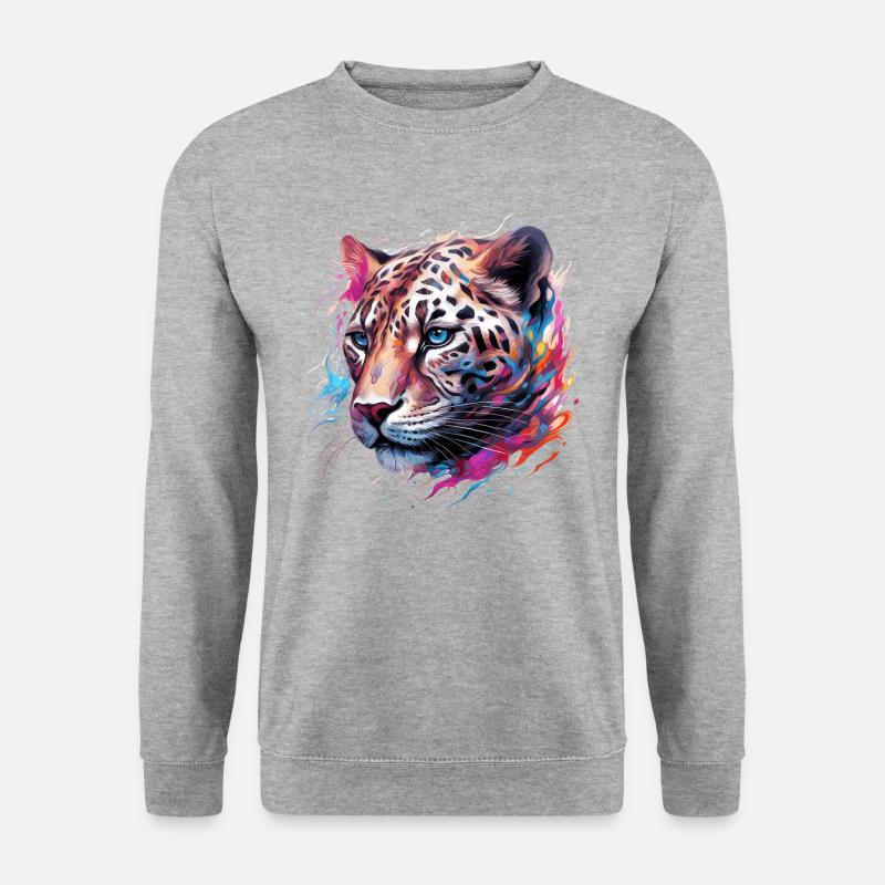 Leopard Krafttier - Unisex Pullover - Weißgrau meliert