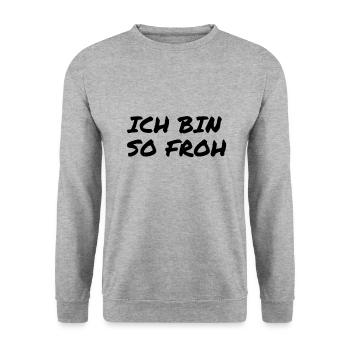 glücklich - Unisex Pullover - Weißgrau meliert - Vorne - Alina (178cm) & Michal (187cm)