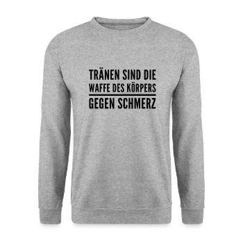 Tränen können helfen - Unisex Pullover - Weißgrau meliert - Vorne - Alina (178cm) & Michal (187cm)
