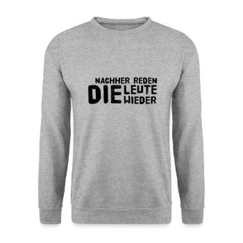 die Leute reden eh - Unisex Pullover - Weißgrau meliert - Vorne - Alina (178cm) & Michal (187cm)