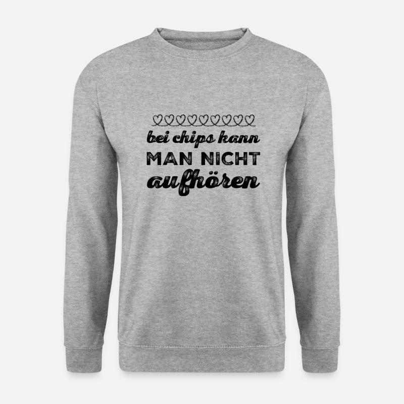 Chips gehen immer - Unisex Pullover - Weißgrau meliert
