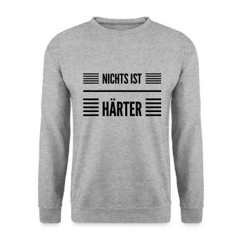 was könnte härter sein - Unisex Pullover - Weißgrau meliert - Vorne - Alina (178cm) & Michal (187cm)