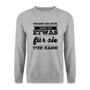 darf ich ihnen helfen? - Unisex Pullover - Weißgrau meliert - Vorne - Alina (178cm) & Michal (187cm)