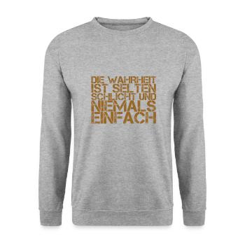 die Wahrheit ist niemals leicht - Unisex Pullover - Weißgrau meliert - Vorne - Alina (178cm) & Michal (187cm)