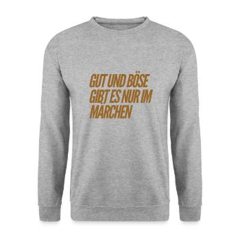 Gut und Böse gibt es nicht - Unisex Pullover - Weißgrau meliert - Vorne - Alina (178cm) & Michal (187cm)