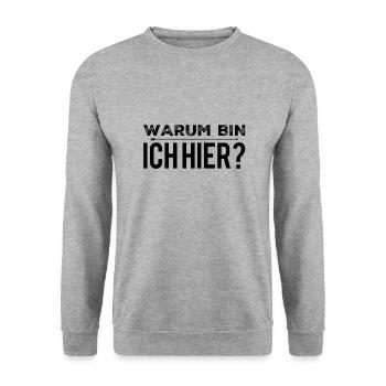 was mache ich hier? - Unisex Pullover - Weißgrau meliert - Vorne - Alina (178cm) & Michal (187cm)