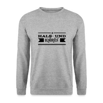 Hals- und Beinbruch - Unisex Pullover - Weißgrau meliert - Vorne - Alina (178cm) & Michal (187cm)