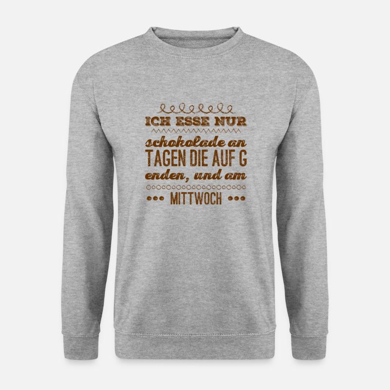 Schokolade ist genial - Unisex Pullover - Weißgrau meliert