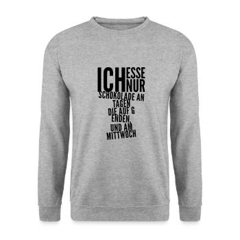 Schokolade ist toll - Unisex Pullover - Weißgrau meliert - Vorne - Alina (178cm) & Michal (187cm)