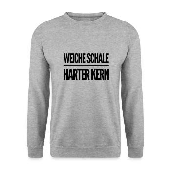 innen hart - Unisex Pullover - Weißgrau meliert - Vorne - Alina (178cm) & Michal (187cm)