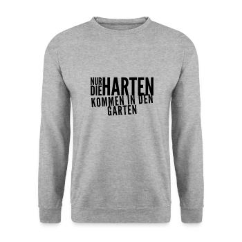 zeig mir deine Härte - Unisex Pullover - Weißgrau meliert - Vorne - Alina (178cm) & Michal (187cm)
