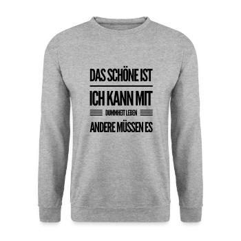 die Dummheit der anderen - Unisex Pullover - Weißgrau meliert - Vorne - Alina (178cm) & Michal (187cm)