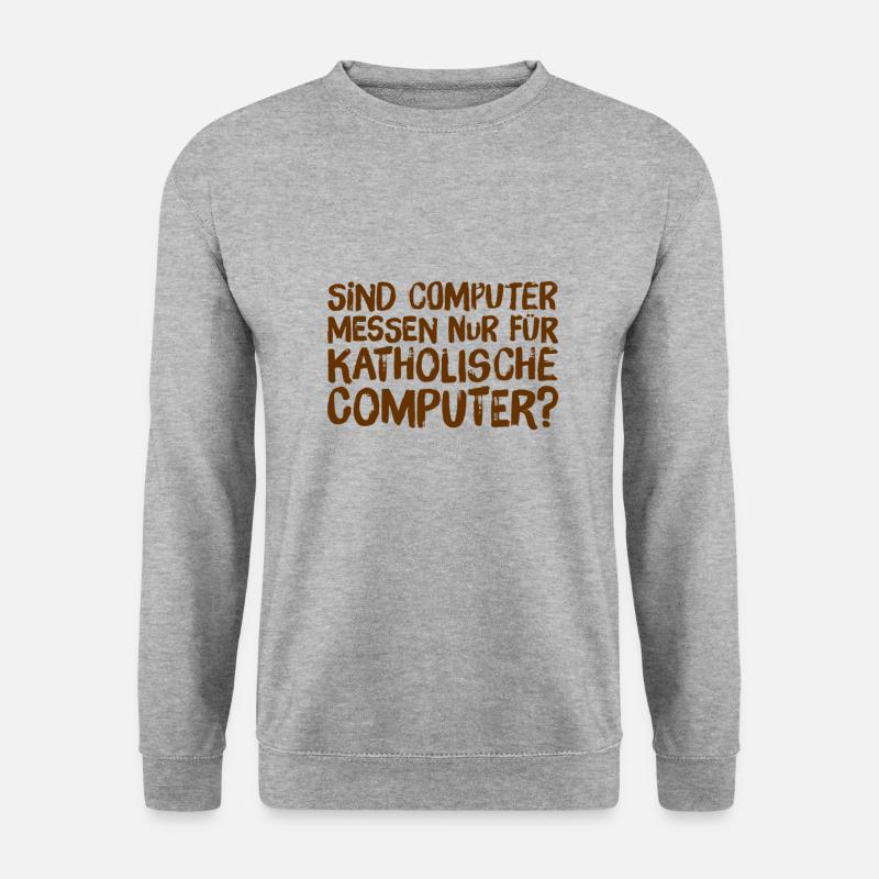 katholische Computer - Unisex Pullover - Weißgrau meliert