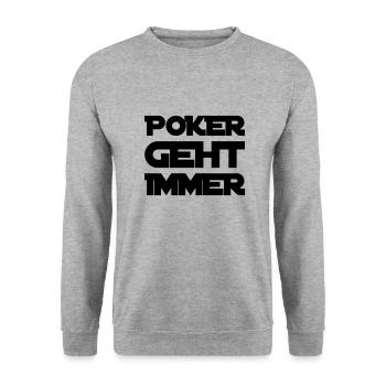 Poker ist fantastisch - Unisex Pullover - Weißgrau meliert - Vorne - Alina (178cm) & Michal (187cm)