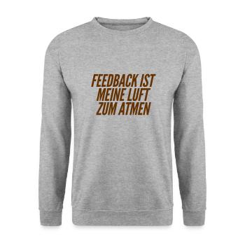 Feedback ist spitze - Unisex Pullover - Weißgrau meliert - Vorne - Alina (178cm) & Michal (187cm)