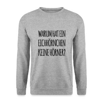wo sind die Hörner? - Unisex Pullover - Weißgrau meliert - Vorne - Alina (178cm) & Michal (187cm)