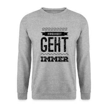 Freedom is great - Unisex Sweatshirt - salt & pepper - Front - Alina (178cm) & Michal (187cm)
