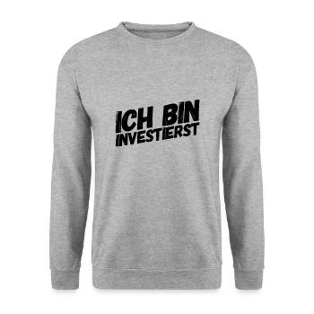 investieren geht immer - Unisex Pullover - Weißgrau meliert - Vorne - Alina (178cm) & Michal (187cm)