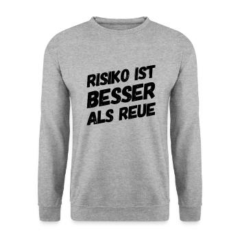 Risiko ist besser als Reue - Unisex Pullover - Weißgrau meliert - Vorne - Alina (178cm) & Michal (187cm)
