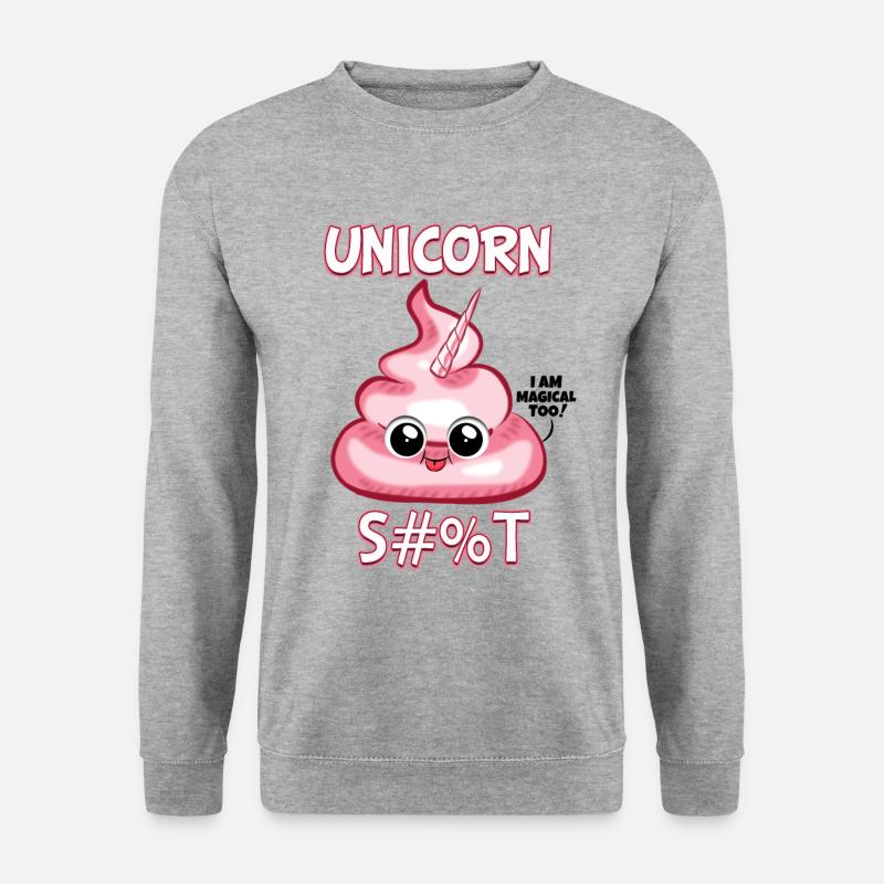 Lustiger Einhorn Haufen Scheiße Kacke Kot Geschenk - Unisex Pullover - Weißgrau meliert