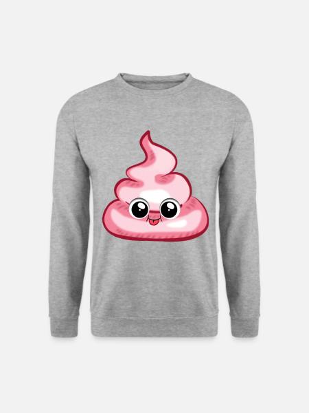 Pinker Haufen Kacke Scheiße Mist Stinker Geschenk - Unisex Pullover - Weißgrau meliert