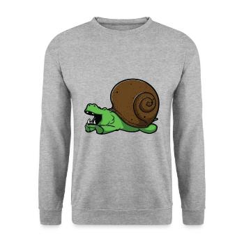 Hippopotame hippopotame cadeau tendance escargot - Sweat-shirt Unisexe - gris chiné - Devant - Alina (178cm) & Michal (187cm)