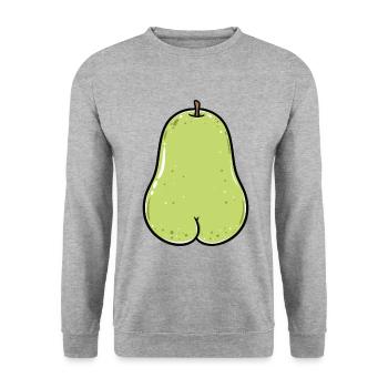 Birne Birnen Obst Frucht Essen Geschenk Po Arsch - Unisex Pullover - Weißgrau meliert - Vorne - Alina (178cm) & Michal (187cm)