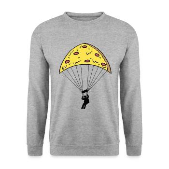 Cadeau de parachute pizza parachutisme - Sweat-shirt Unisexe - gris chiné - Devant - Alina (178cm) & Michal (187cm)