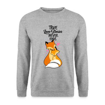 Couple amoureux - renards amoureux - Sweat-shirt Unisexe - gris chiné - Devant - Alina (178cm) & Michal (187cm)