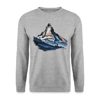 Matterhorn Schweiz - Andenken Souvenirs Geschenke - Unisex Pullover - Weißgrau meliert - Vorne - Alina (178cm) & Michal (187cm)
