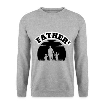 Le Papa qui Marche² 2 Fils Noir - Sweat-shirt Unisexe - gris chiné - Devant - Alina (178cm) & Michal (187cm)