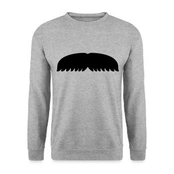 Schnurrbart Haare Flügel November Geschenk - Unisex Pullover - Weißgrau meliert - Vorne - Alina (178cm) & Michal (187cm)