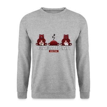 MAMA BEAR ROUTINE - Sweat-shirt Unisexe - gris chiné - Devant - Alina (178cm) & Michal (187cm)