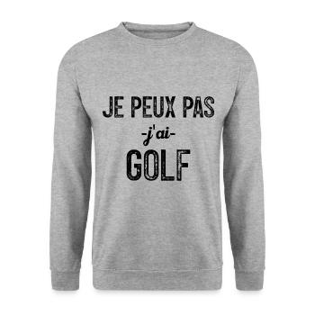 Ich kann nicht Golf spielen - Unisex Pullover - Weißgrau meliert - Vorne - Alina (178cm) & Michal (187cm)