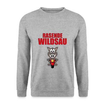 MOTORRAD - BIKER - RASENDE WILDSAU - Unisex Pullover - Weißgrau meliert - Vorne - Alina (178cm) & Michal (187cm)