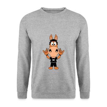 PFERD - MUSIK - ROCK - HEAVY METAL - TIERISCH - Unisex Pullover - Weißgrau meliert - Vorne - Alina (178cm) & Michal (187cm)